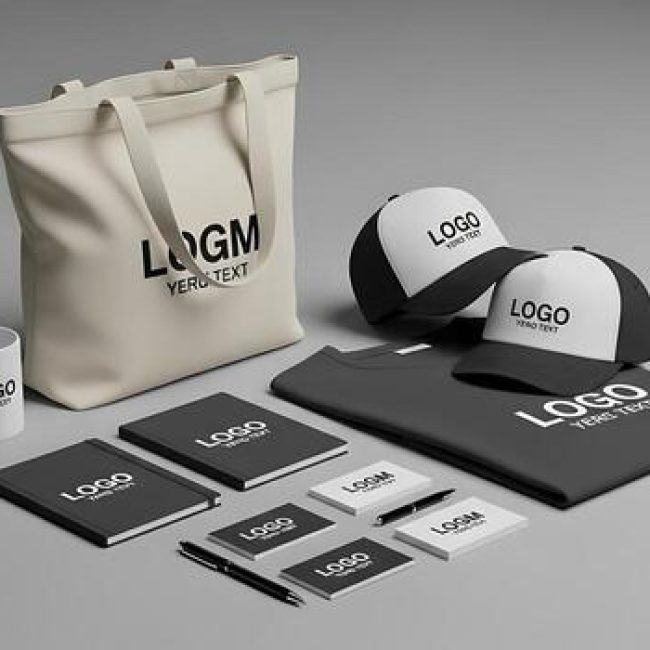 mockup-of-branding-identity-products-with-logo-on-gray-background-photo